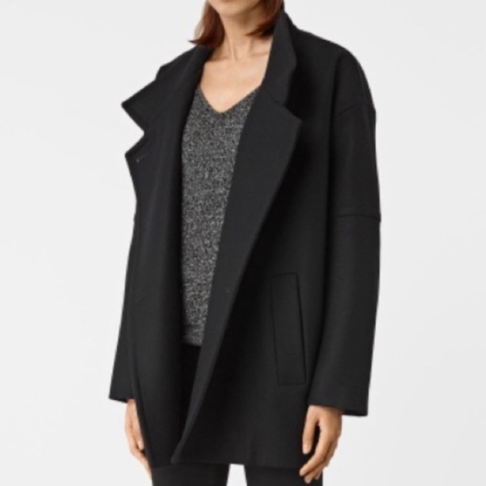 All Saints Meade Nesi Black Coat Size Us 0 2 4